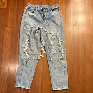 American Eagle Outfitters Ripped Light Blue Boyfriend Jeans